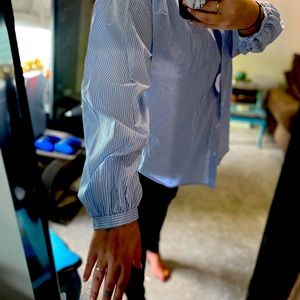 Classic Blue Striped Button up NWOT